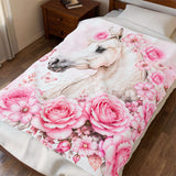 Blushing Rose Equestrian Horse — Thow Blanket