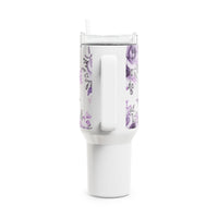 Glam Cup Tumbler, 40oz - Soft Purple Floral - White