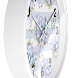Powder Blue Sugar Blossom Stripes - Wall Clock