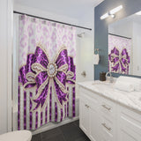 Purple Leopard Bow Couture - Shower Curtains
