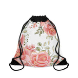 Drawstring Bag-Luscious Pink Floral-Gold Trim
