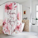 Shower Curtains - Chosen in Christ - Berry Floral Watercolor