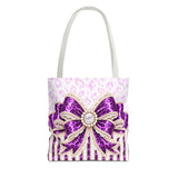 Purple Leopard Bow Couture - Tote Bag
