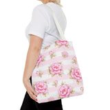 Pink Sugar Blossom Stripes - Tote Bag