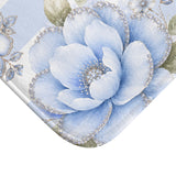 Powder Blue Sugar Blossom Stripes - Bath Mat