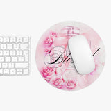 Pink Blush & Roses Perfume Bottle - Blessed Black (Faith) - Mouse Pad