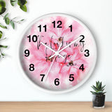 Wall Clock - Pink Passion Watercolor Plumeria - The Lord is my Refuge (Faith)