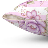 Lilac Sugar Blossom Stripes - Square Pillow