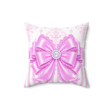 Orchid Lilac Damask Bow - Square Pillow