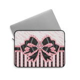 Black & Pink Ruffle Bow Couture | Pink Zebra Print - Laptop Sleeve