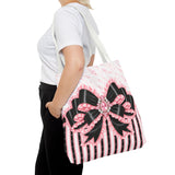 Black & Pink Ruffle Bow Couture | Pink Zebra Print - Tote Bag
