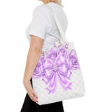 Lavender Lace Diamond Bow - Tote Bag