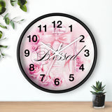 Wall Clock - Pink & Blush Perfume Bottle - Blessed Black