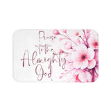 Pink Flower Bouquet - Praise Almighty God - Bath Mat (Faith)