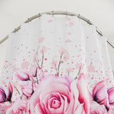 Shower Curtains - Blush Ribbons & Roses - Glam Watercolor Floral Stripes