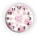 Blush Pink Garden Dream Stripes - Wall Clock