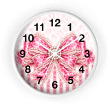 Pink Leopard Bow Couture - Wall Clock