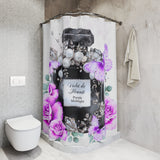 Shower Curtains - Purple Midnight Roses - Perfume Bottle White