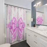 Orchid Lilac Damask Bow - Shower Curtains
