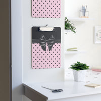 Clipboard-Glam Black Bow-Soft Pink-Black Polka Dots