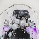 Shower Curtains - Purple Midnight Roses - Perfume Bottle White