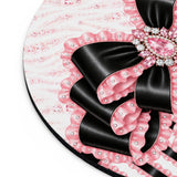 Black & Pink Ruffle Bow | Pink Zebra Print - Mouse Pad