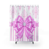 Orchid Lilac Damask Bow - Shower Curtains