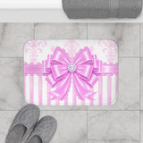 Orchid Lilac Damask Bow - Bath Mat