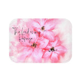Bath Mat - Passion Pink Watercolor Plumeria - The Lord is my Refuge (Faith)