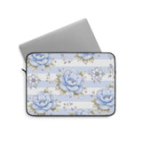 Powder Blue Sugar Blossom Stripes - Laptop Sleeve