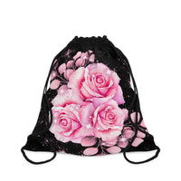 Drawstring Bag - Rosabella Bloom - Black