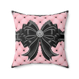 Obsidian Black Bow in Princess Pink - Square Pillow