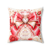 Ruby Diamond Roses Perfume Bottle - Square Pillow