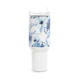 Glam Cup Tumbler, 40oz - Blue & White Floral Watercolor - White