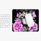 Mouse Pad - Purple Midnight Roses - Perfume Bottle Black