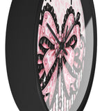 Ballet Pink Black Ruffle Leopard Bow Couture - Wall Clock