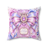Orchid Periwinkle Perfume Bottle - Diamond Bow Couture - Square Pillow