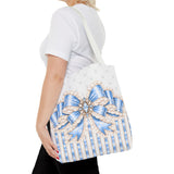 Celestial Blue Diamond | Damask Bow Couture - Tote Bag