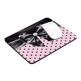Black Satin Diamond Bow - Pink Polka Dots - Mouse Pad