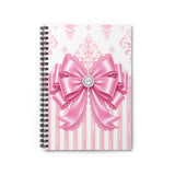 Princess Pink Damask Bow - Spiral Notebook