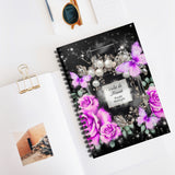 Purple Midnight Roses - Perfume Bottle Black - Spiral Notebook