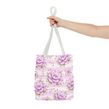 Lilac Sugar Blossom Stripes - Tote Bag