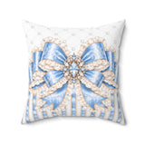 Celestial Blue Diamond | Damask Bow Couture - Square Pillow