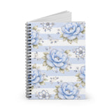 Powder Blue Sugar Blossom Stripes - Spiral Notebook
