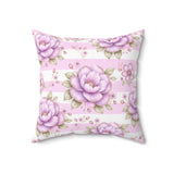 Lilac Sugar Blossom Stripes - Square Pillow