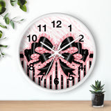 Black & Pink Ruffle Bow Couture | Pink Zebra Print - Wall Clock