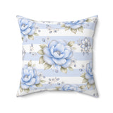 Powder Blue Sugar Blossom Stripes - Square Pillow