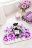 Bath Mat - Purple Midnight Roses - Perfume Bottle White