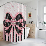 Black & Pink Ruffle Bow Couture | Pink Zebra Print - Shower Curtains