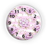 Lilac Sugar Blossom Stripes - Wall Clock
